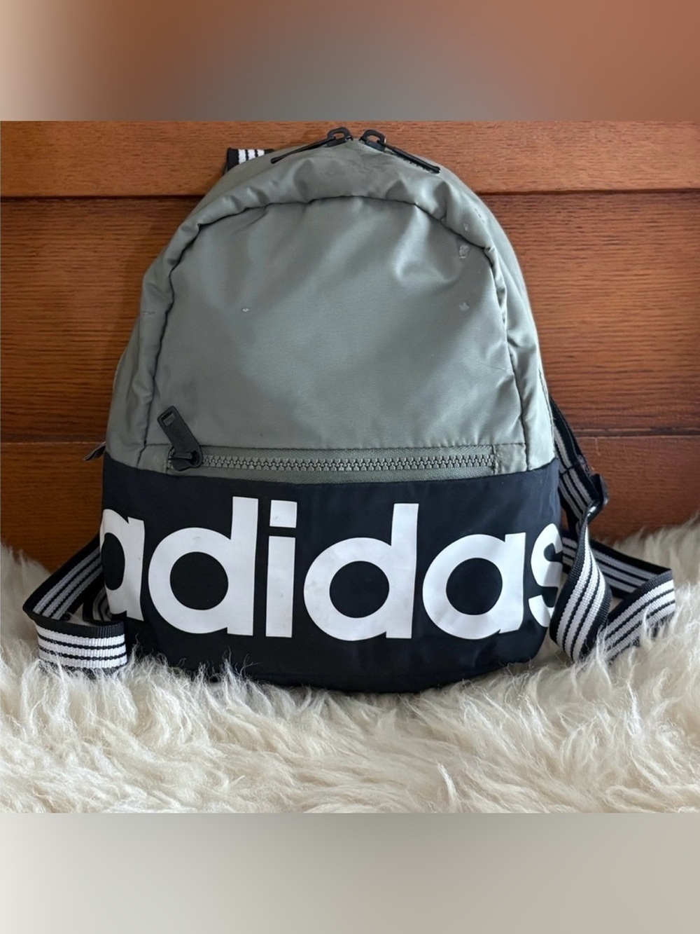Adidas ‘Linear’ Mini Olive and Black Logo Backpack - Picture 1 of 7